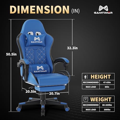 Gamtimer Gaming Chair, 400 LB Weight Capacity,with Pocket Spring Cushion