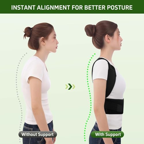 Posture Corrector for Women and Men Back Brace Straightener Instant Scoliosis Shoulder Straps Correction Hunchback Support Kyphosis Upright Trainer Thoracic Adjustable Belt (Black, XX-Large)