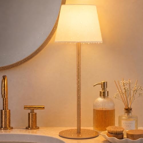 Shower Lamp Rechargeable Waterproof Lamp, Cordless Table Lamp for Bathroom