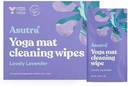 ASUTRA Yoga Mat Wipes (Lovely Lavender), Individually (1 Box = 30 Wipes)