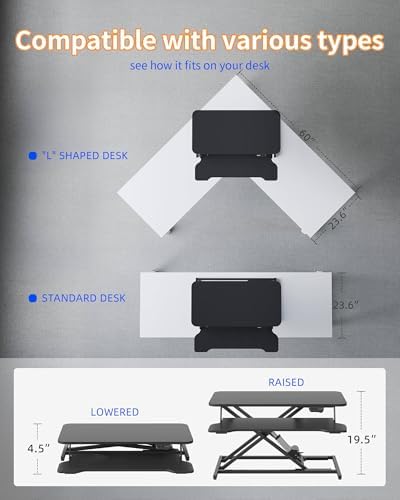 YIHAYO 32" Electric Standing Desk Converter, Adjustable Desk Riser, Black