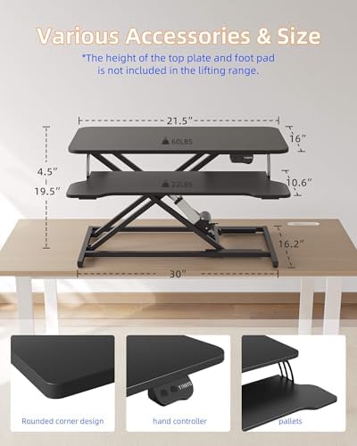 YIHAYO 32" Electric Standing Desk Converter, Adjustable Desk Riser, Black