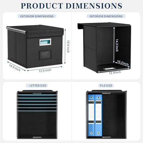 File Organizer Box with Lids, Collapsible File Folder Organizer