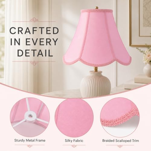 GO&SO Lamp Shades 1Pc,6" x 13" x 10.6",Scalloped Lamp Shade,Pink Petals