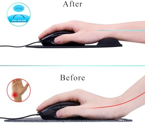 JIKIOU Ergonomic Mouse Pad with Gel Wrist Rest 2 Pack, Portable Small Black