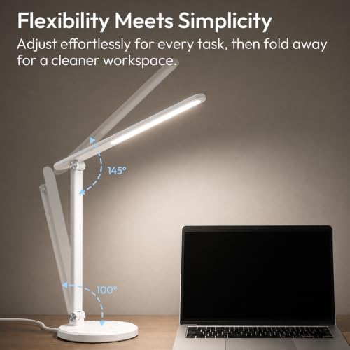LED Desk Lamp for Home Office,Eye-Caring 9W Touch Desk Light, White