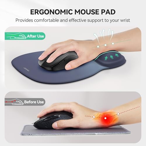 TECKNET Gel Ergonomic Mouse Pad with Wrist Rest, Non-Slip PU Base, Gradient