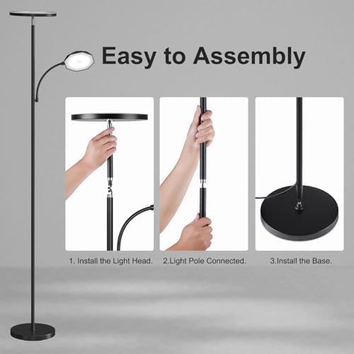 SUNMORY Floor Lamps for Living Room，LED Standing Lamp with Remote Control