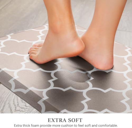 WISELIFE Kitchen Runner Rugs Anti-Fatigue Mats, 17.3"x 60", Khaki