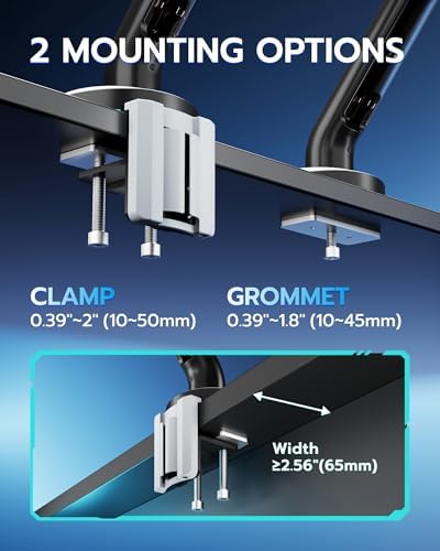Single Gaming Monitor Arm for 24"-57" Screens, Up to 60 lbs, White