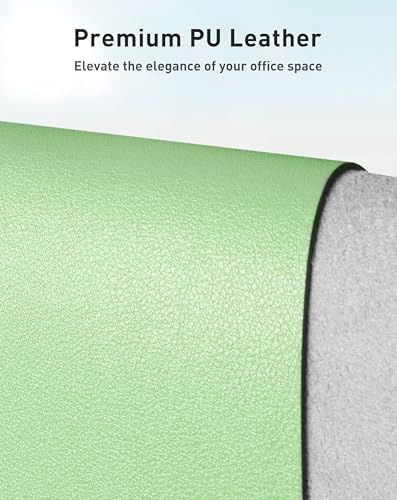Aothia Faux Leather Desk Mat - Large Mouse Pad, Non-Slip PU Leather Blotter, Waterproof Writing Surface for Office and Home (Foam Green, 42" x 17")