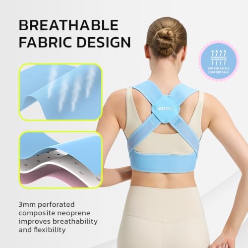 AOFIT Posture Corrector for Women, Instant Upper Back Pain Relief, Blue S
