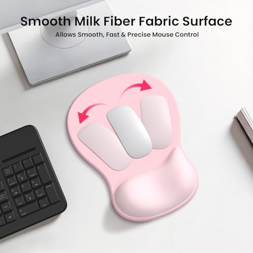 AKIT Ergonomic Mouse Pad and Keyboard Wrist Rest Set,Memory Foam,Pink