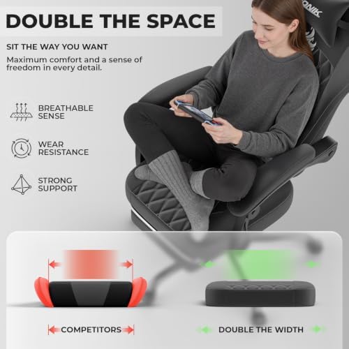 Ergonomic Gaming Chair Video Gamer Chairs Gaming Computer Chairs Gamer Chairs for Adults Massage Lumbar Support Swivel Height Adjustable Headrest Backrest Black