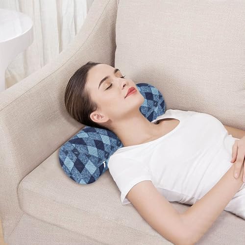 Bolster Pillows for Bed Down Neck Roll Pillow Round Pillows for Chairs Cylinder Pillow Long Lumbar Support Pillow Argyle Plaid Deepskyblue