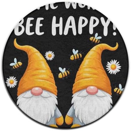 Circular Rugs Large Modern Round Area Rug Fashion Decor Mat for Home Office Bee Gnome