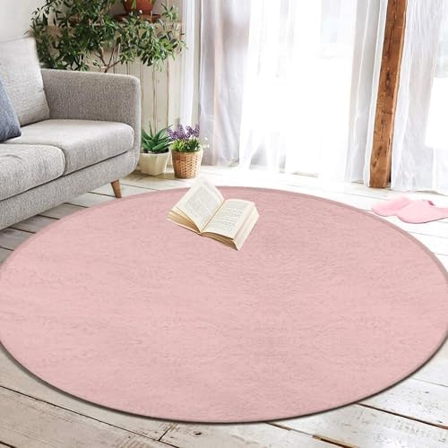 Highly Premium Quality Floor Mat, Office Chair Decor Mat, Room Sofa Yoga Soft Round Carpet Pink, 60inch