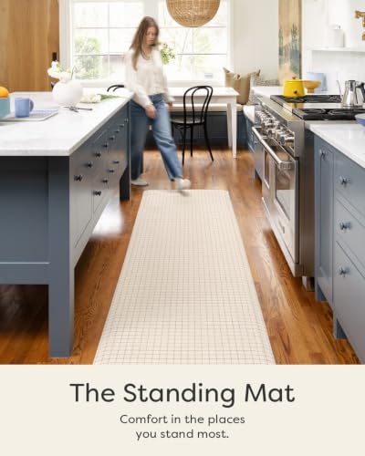 House of Noa Nama Standing Mat – Anti-Fatigue Cushioned Kitchen Mats for Floor | Ergonomic Bounce-Back Foam Kitchen Mats | Anti-Fatigue Mats for Kitchen & Standing | Axel Pewter | 22" x 72"