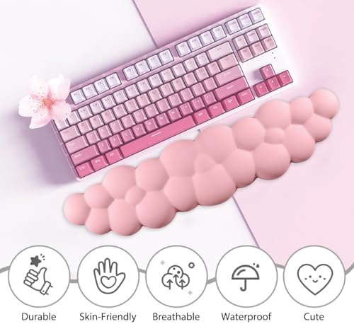 JIKIOU Upgrade Leather Cloud Wrist Rest for Keyboard and Mouse & Cup Pad