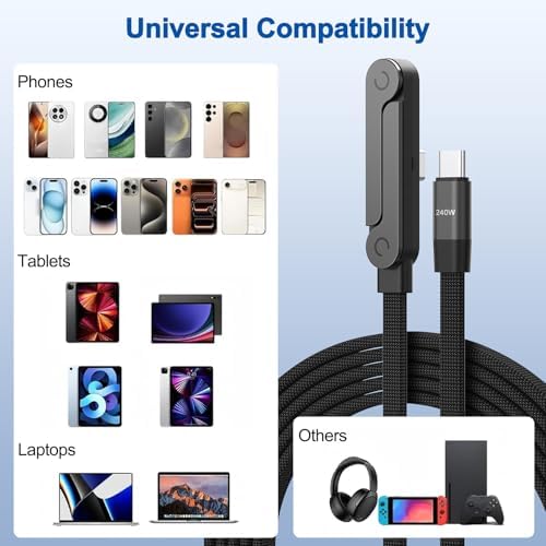 Mitesbony 3Pack 5FT 240W USB C to USB C Cable with Built-in Phone Stand
