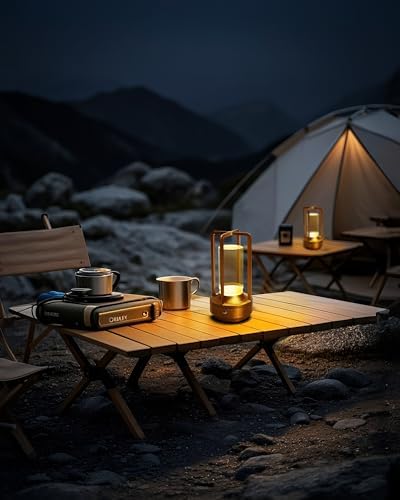 Set of 2 Cordless Table Lamps Rechargeable LED Desk Lamps Gold