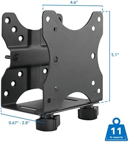 Mount-It! Adjustable Thin Client Mini PC Mount – Under Desk, Wall, Pole, or VESA Monitor Stand – Fits Mac mini, Small CPUs, Thin Clients, Docking Stations – Holds 11 lbs