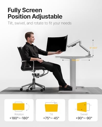 monTEK Deluxe Monitor Arm for 17-49" Screens Holds 44Lbs