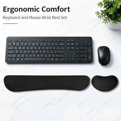 Bloss 2 Black Wrist Rest for Mouse & Keyboard, Ergonomic Wrist Support
