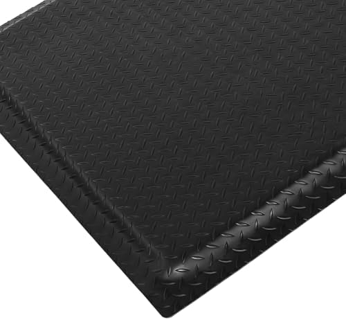 Nisorpa Anti Fatigue Mats Industrial 2' x 7' Ergonomic Standing Mat 15/16" Extra Thick Heavy Duty Commercial Diamond Plate Support Shop Floor Mat for Leg & Back Pain, Black