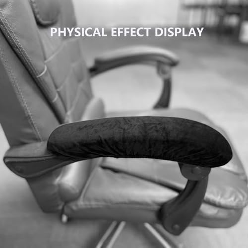 Office Chair Arm Rest Cover Velvet Office Chair Armrest Covers Stretchable Removable Armrest Protectors for Desk Chairs Computer Chair Gaming(Office Chair Arm Covers 2Pcs, Black)