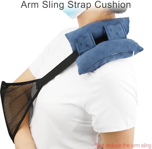 Neck Pad Strap Cushion Pillow for Arm Sling Comfort Shoulder Support Pad Rotator Cuff Replacemet Surgery Elbow Brace Carry Padded Cover Broken Wrist Hand Injury Cast, Minky Dot Denim Blue