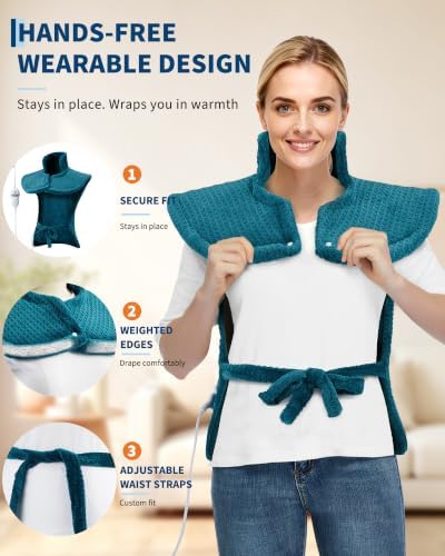 Garvee Wearable Vibrating Heating Pad for Neck Shoulders Back Pain Relief