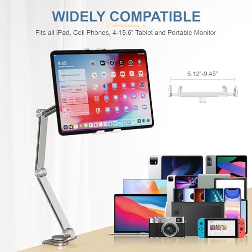Houele Tablet Stand Holder for Desk iPad Stand Desk Mount, Silver