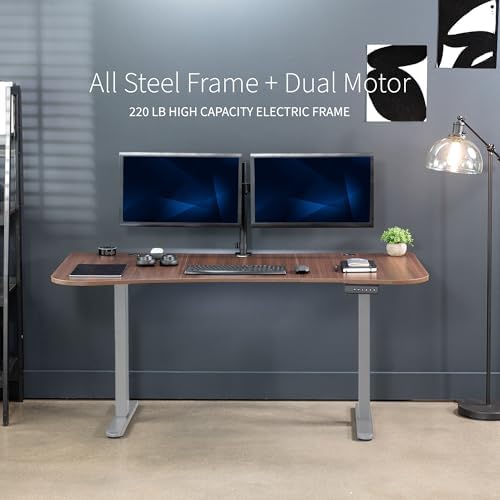 VIVO Dark Walnut 60 x 24 in Standing Desk, DESK-KIT-E2G1D
