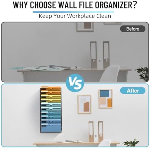 SUPEASY 10-Tier Hanging Wall File Organizer with Hooks, 2 Pack