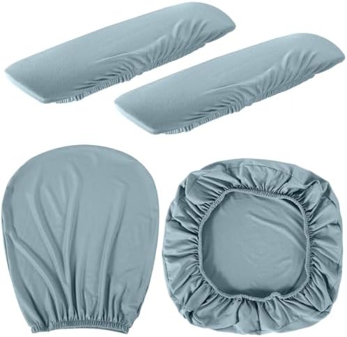 Tallew 4 Pcs Office Chair Covers Set Computer Universal Protective Stretchable Chair Seat Covers Desk Armrest Cover Slipcovers Pads Office Cushion Backrest for Rotating(Regular,Smoke Gray)