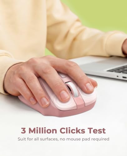 Redragon Wireless Mouse for Laptop, Bluetooth Mouse (BT5.0/3.0&2.4G) with 5 Level 4000DPI, Silent Cordless Computer Mice 6 Buttons,18 Months Battery,Compatible with PC, Laptop, Desktop-Pink