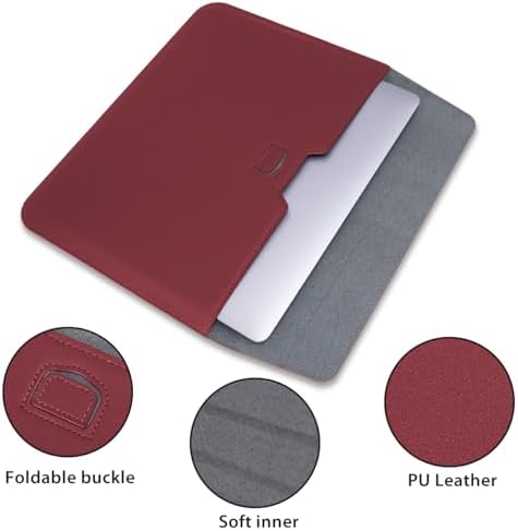 PU Leather Laptop Sleeve Case with Stand for 2026 MacBook Neo 13 A3404, 2026-2022 Air13.6'' M5 A3449 M4 A3240 M3 A3113 M2 A2681, 2018-2021 Air 13'', Laptop Bag for 2016-2022 Mac Pro13, Red