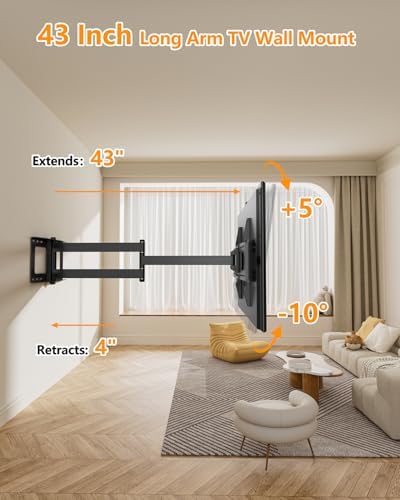 FORGING MOUNT Long Arm Full Motion TV Wall Mount for 42-80 Inch TVs