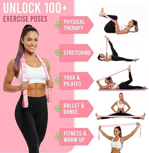 Resistance Bands, Stretch Band for Exercise, Physical Therapy, Rehab & Flexibility, Home Gym Equipment for Yoga, Pilates, Dance, Gymnastics, Number Loop Elastic Strap for Leg and Hip Stretches