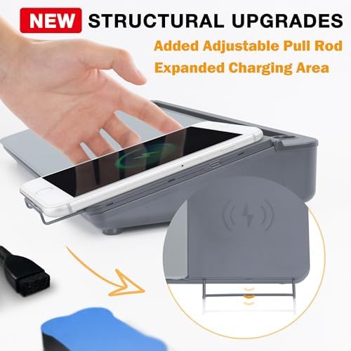 SELEAD Desktop Glass Whiteboard with Wireless Charger and Storage, Gray