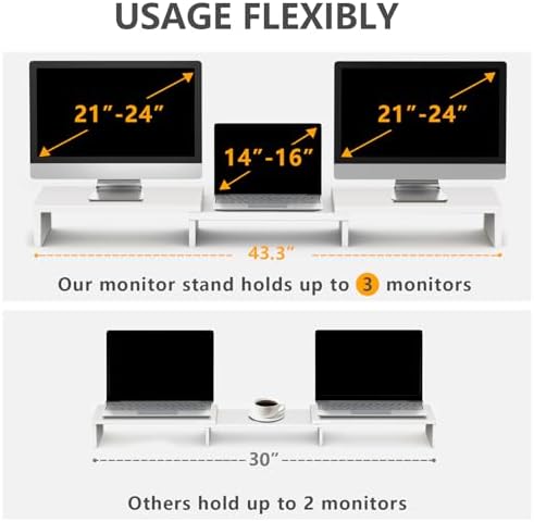TAVR Dual Monitor Stand Riser, Wooden Computer Monitor Stand for 2 Monitors