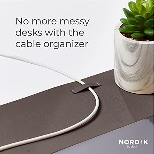 Nordik Leather Desk Mat - Cork Gunmetal Gray - Leather Desk Pad 35x17 in