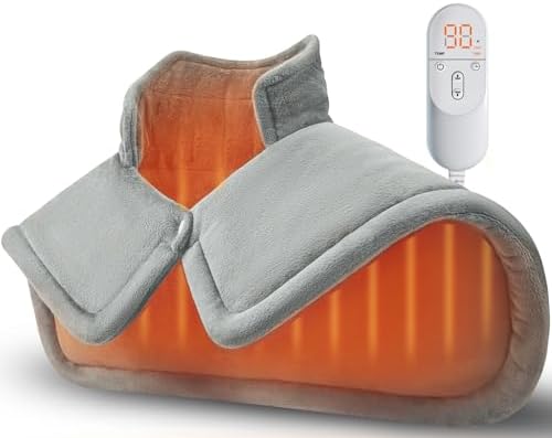 Heating Pad for Neck and Shoulder, Birthday Gifts for Men Women Dad, Electric Weighted Heat Pad for Back Pain Relief, Father’s Day Gift for Dad Husband from Daughter, Grey