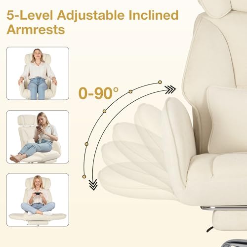 HOFFREE Criss Cross Chair with Wheels for Gaming,Reading,Working(Beige)