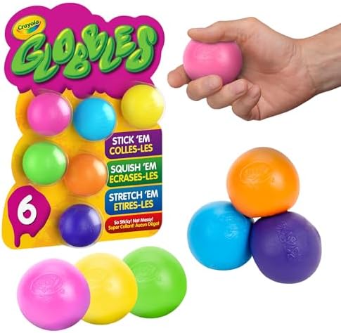 Crayola Globbles Fidget Toy (6ct), Sticky Stress Ball for Adults & Kids, Squishy Balls, Calming Sensory Gifts for Stress Relief