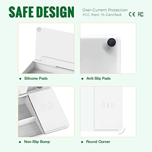 SELEAD Desktop Glass Whiteboard with Wireless Charger and Storage, White