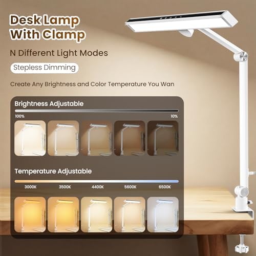 LIONVISON Desk Lamps for Home Office: Dimmable Eye-Caring LED Desk Light