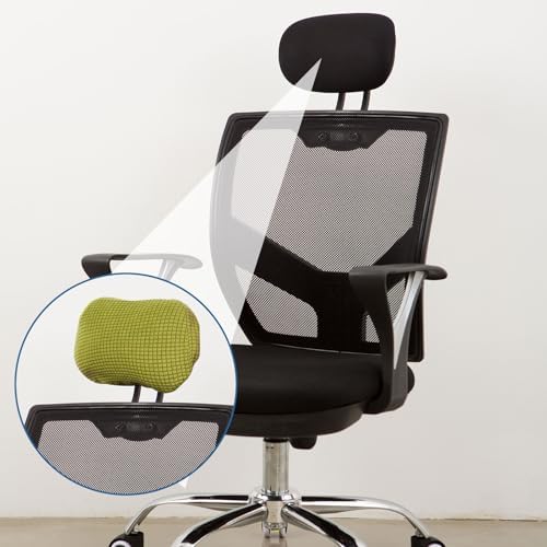 uxcell Office Chair Pillow Cover, Office Chair Headrest Attachment Removable Headrest Protector for Home Desk Computer Chairs, Green
