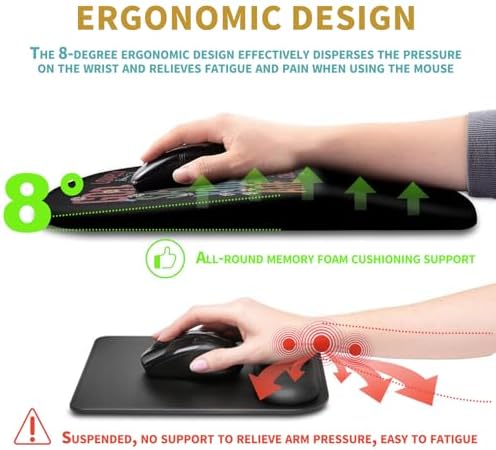 Hokafenle Ergonomic Mouse Pad Wrist Support with Massage Design, Wrist Rest Pain Relief Mousepad with Memory Foam&Non-Slip PU Base, Mouse Pads for Wireless Mouse & Desk (12x8 inch,God Said)